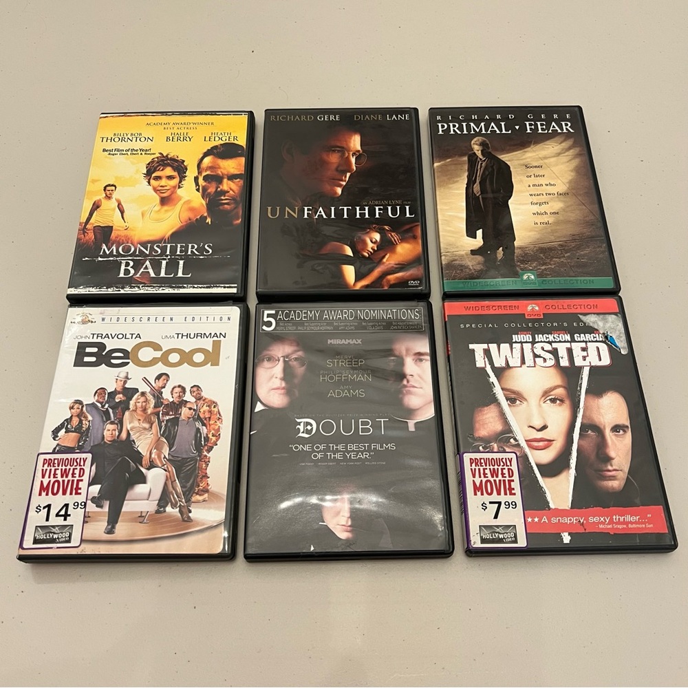 6 Movies Drama Suspense Various Genre DVD Bundle